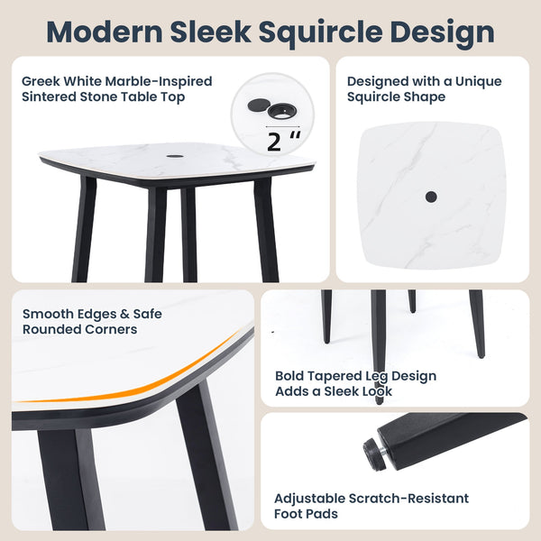 English Elm Modern 5Pc Outdoor Patio Bar Set With Elegant Sintered Stone Table & Comfortable Aluminum Stools W1886S00034