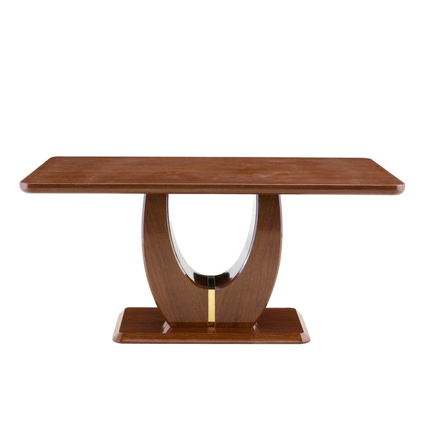 English Elm Modern Mdf Dining Table Seats Six with U-shaped Legs for Minimalist Interiors Wood W1151S04163