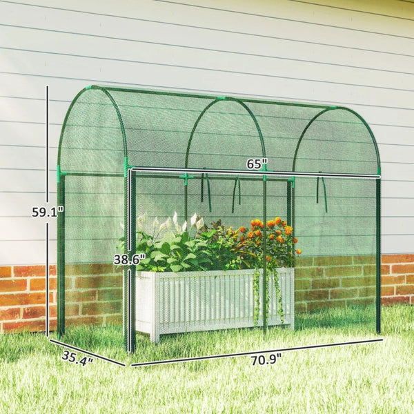 English Elm Spacious Garden Crop Cage with Steel Frame Hdpe Mesh Cover and Roll up Zippered Door T3971P468416