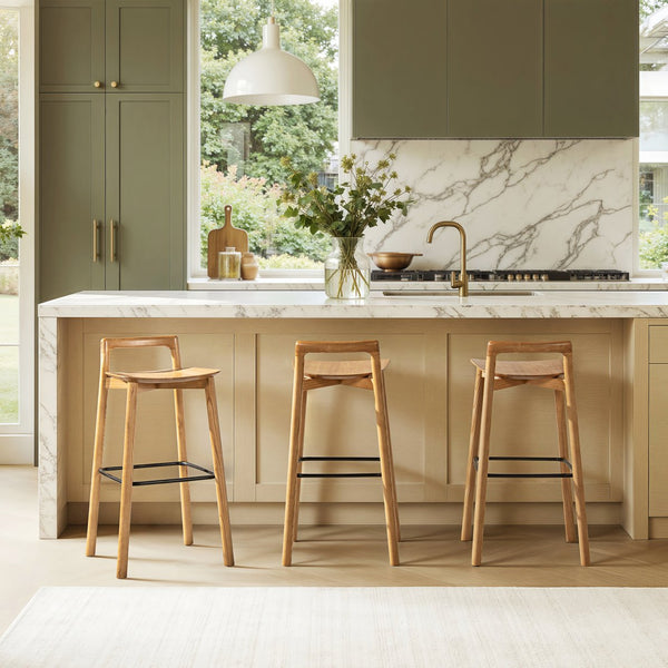 English Elm Jennifer Taylor Home - Sven Modern 30" Low Back Ash Wood Barstool with Black Iron Footrest — Durable, Sustainable Design Brown B2719P391774