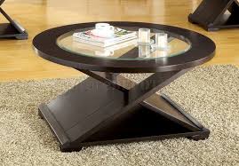 English Elm Contemporary Glass Top Occasional Tables Set of 3 with Striking Crossed Wood Base and Durable 5mm Glass Surface Espresso 31 L x 31 W x 3 H B011S01828