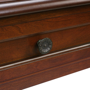 English Elm Solid Wood Console Table 54" 6-Drawer Vintage Style with Lower Shelf, Sturdy Pine Build, 220LB Top Capacity Cherry W1202P303772