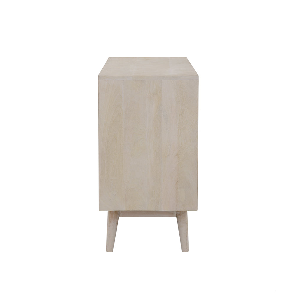 English Elm Ixora White Washed & Black 2-Door Accent Cabinet with Tapered Legs Mid-Century Storage Charm B062P344916
