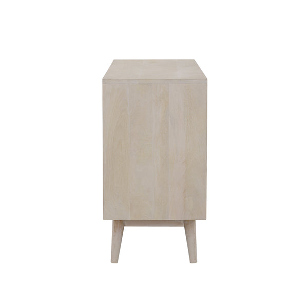 English Elm Ixora White Washed & Black 2-Door Accent Cabinet with Tapered Legs Mid-Century Storage Charm B062P344916