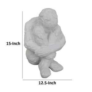 English Elm Roy Seated Figure White Resin Sculpture Contemplative Abstract Art for Modern Interiors B056P417004