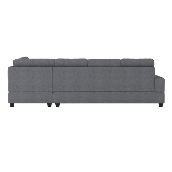 English Elm Modern Microfiber Sectional Sofa with Tufted Cushions Reversible Chaise and Built-in Cupholders Dark Gray B011S00934