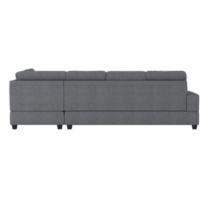 English Elm Modern Microfiber Sectional Sofa with Tufted Cushions Reversible Chaise and Built-in Cupholders Dark Gray B011S00933