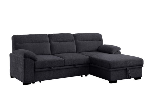 English Elm Kipling Chenille Sleeper Sectional with Storage Chaise and Usb Console Charging Dark Gray B061S00951