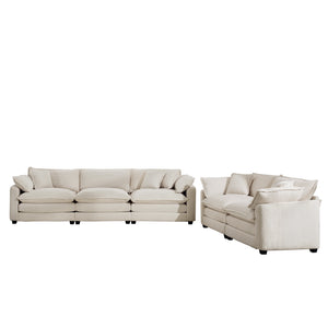 English Elm Modern 2-Piece Living Room Sofa Set: Luxurious Light Beige Corduroy, Ergonomic Comfort & Style W714S00773