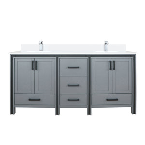 English Elm Dark Grey Double Bath Vanity 72" W X 22" D With Durable White Quartz Top & Stylish Faucet Set B2731P260636