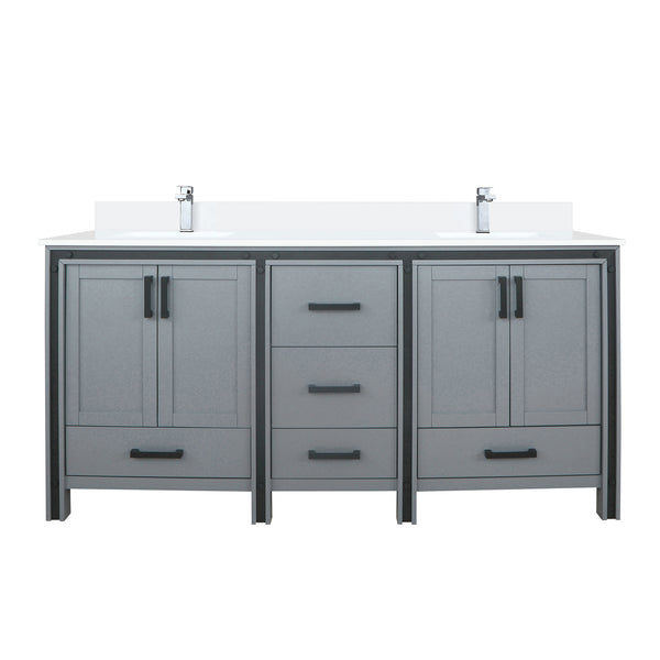 English Elm Dark Grey Double Bath Vanity 72" W X 22" D With Durable White Quartz Top & Stylish Faucet Set B2731P260636
