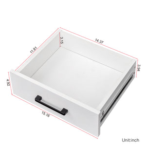 English Elm White Modular Wine Bar Cabinet with Hutch, Buffet Storage Shelf Drawer Cupboard for Dining Room W331P195808