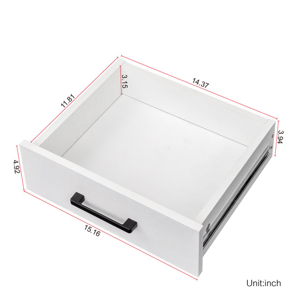 English Elm White Modular Wine Bar Cabinet with Hutch, Buffet Storage Shelf Drawer Cupboard for Dining Room W331P195808