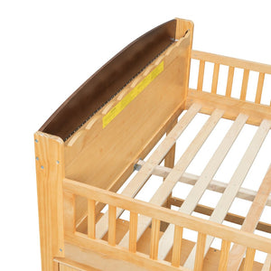English Elm Twin Loft Bed with Wardrobe Cabinet Led Lighting and Pine Frame for Kids Rooms Wood N7090002236M