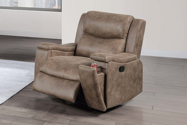 English Elm 1pc Manual Recliner Leather Upholstered Armchair with Hidden Cup Holder Auburn Living Room B011P466428