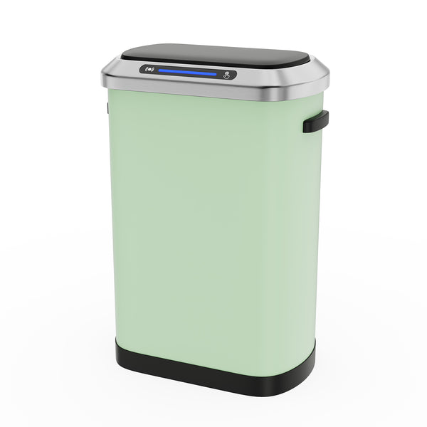 English Elm 50L Smart automatic Trash Can with Silent Slow-Close Lid, Motion Sensor, Durable 0.45mm Steel Body Mint Green W1550P247982