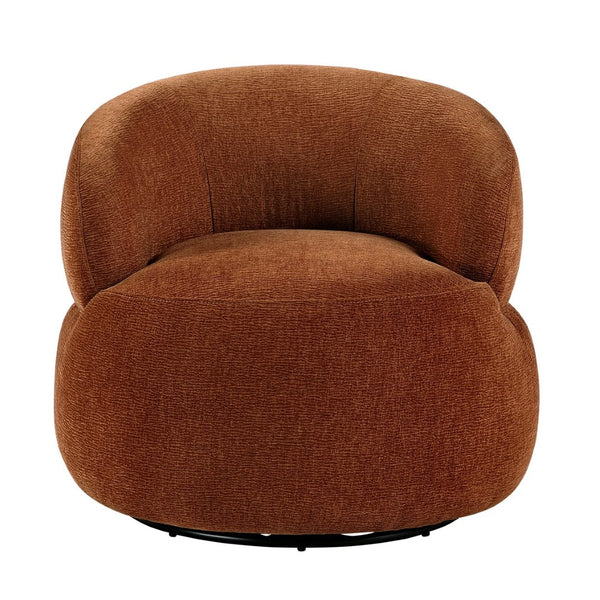 English Elm Modern Barrel Swivel Accent Chair Chenille Upholstery Plush Foam Seat Living Room Rusty Orange B011P474249