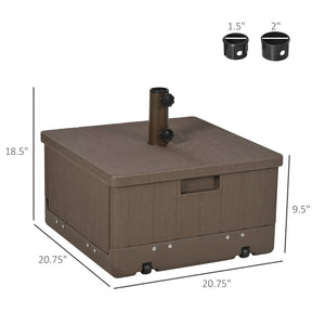 English Elm Outsunny Rolling Patio Umbrella Stand with Wood Grain Table Top and Planter W2225P174182