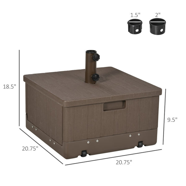 English Elm Outsunny Rolling Patio Umbrella Stand with Wood Grain Table Top and Planter W2225P174182
