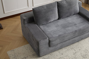 English Elm Loveseat Corduroy Bean Bag Sofa Bed with Memory Foam, Reversible Cushions, Plush Bolsters, No Assembly Required DARK GREY W3723P346938