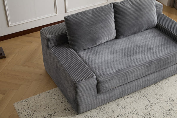 English Elm Loveseat Corduroy Bean Bag Sofa Bed with Memory Foam, Reversible Cushions, Plush Bolsters, No Assembly Required DARK GREY W3723P346938