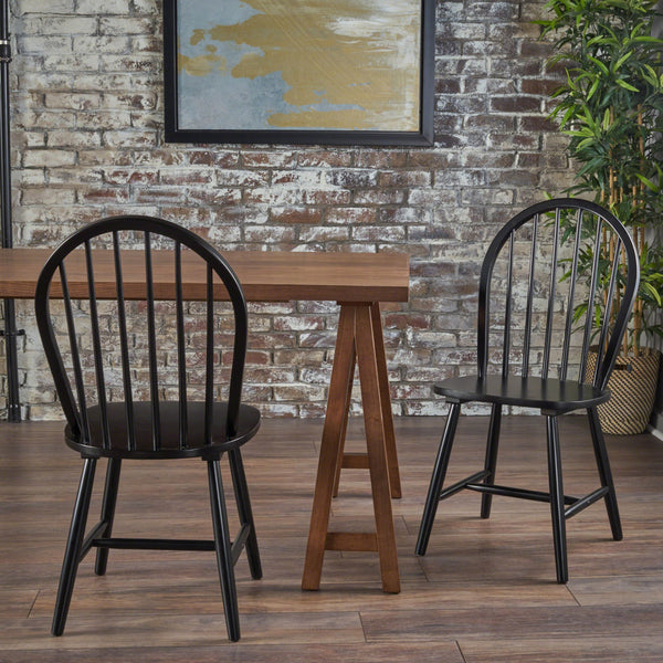 English Elm Christopher Knight Home® - 36 Countryhouse Spindle Back Dining Chair 36in High Back Farmhouse Style Durable Rubberwood Seat Black 56487.00BLK