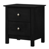 English Elm Doviin Black 2-Drawer Nightstand With Metal Pull Knob