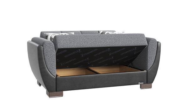 English Elm PrimeNest NimbusFlow Collection Upholstered Convertible Loveseat with Storage, Sleeper, Chenille Comfort Black PU,Gray B030P281734