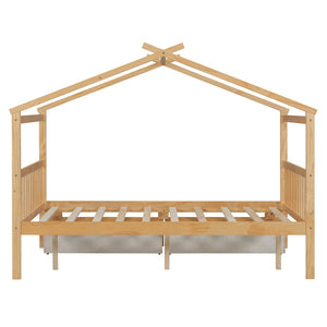 English Elm Twin House Bed Solid Pine Kids Cottage Frame with Storage Drawers Imaginative Room N708P309247M