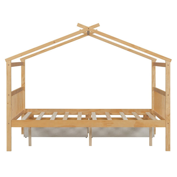 English Elm Twin House Bed Solid Pine Kids Cottage Frame with Storage Drawers Imaginative Room N708P309247M