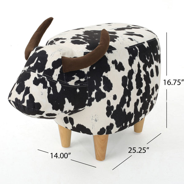 Christopher Knight Home® - Noble House - Bessie Black and White Cow Patterned Velvet Cow Ottoman