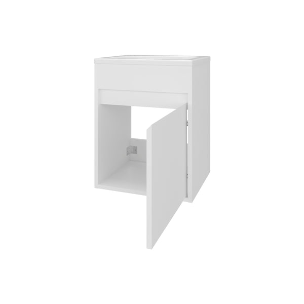 English Elm FM Wall-Mounted Belle Bathroom Vanity with Built-In Sink, Floating Design, Soft-Close Door, Sleek Storage Solution White 24 L x 21 W x 11 H B128P335849