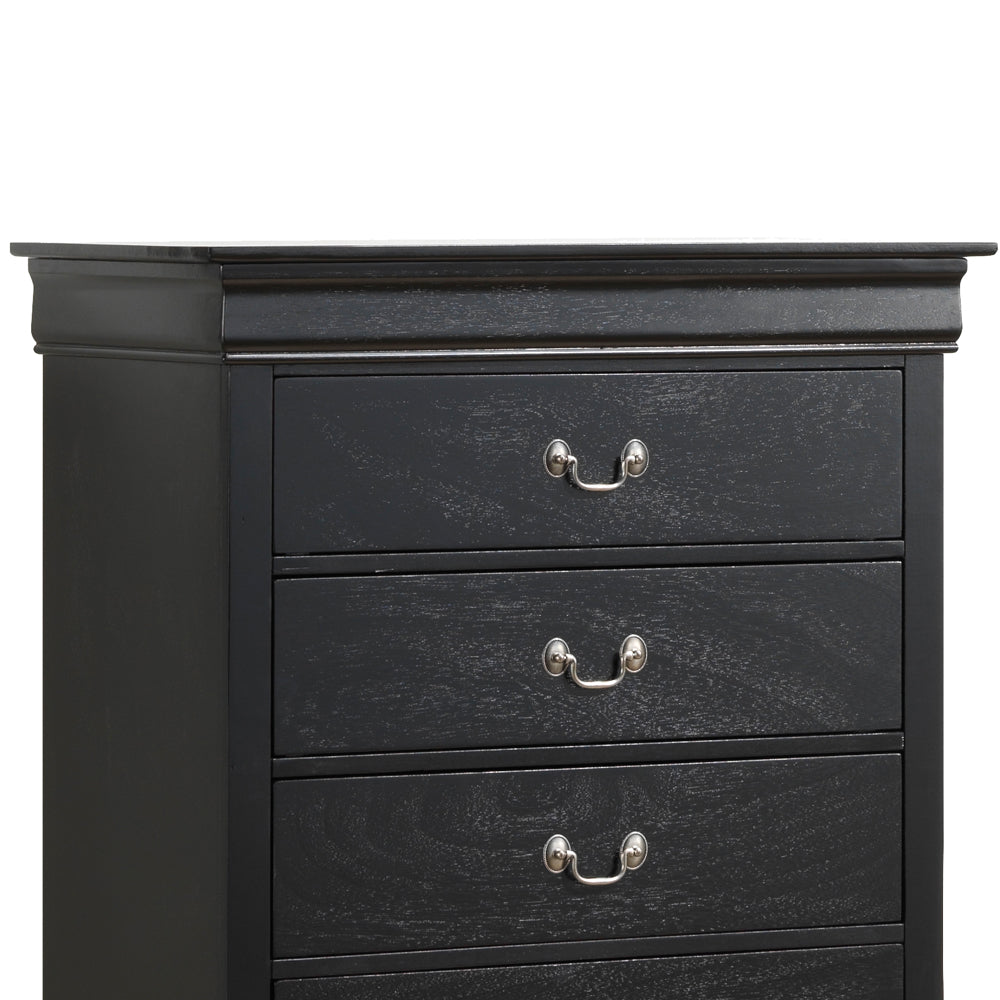 English Elm Charming Black Traditional Storage Chest with Spacious Interior, Durable Particle Board, 48"H x 33"W x18"D B078108213