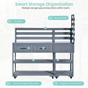 English Elm Topmax Modular Fir Wood Outdoor Kitchen Cart Stainless Steel Prep Station Gray N717P417963E