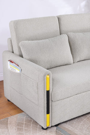 English Elm Perseo Plush Teddy Velvet Sleeper Loveseat with Dual Pull Design for Compact Spaces B2749P413192