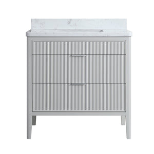 English Elm Fully Assembled 36'' Grey Bathroom Vanity With Engineered Marble Top & Dual Handle Sets For Style W1826P308975