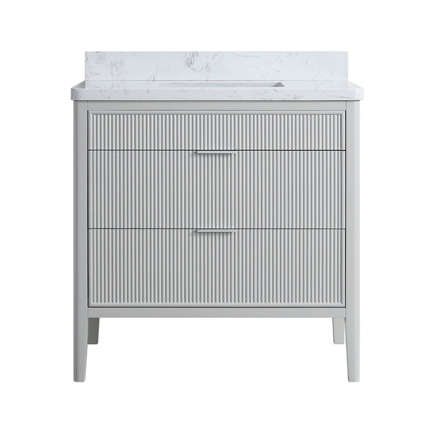 English Elm Fully Assembled 36'' Grey Bathroom Vanity With Engineered Marble Top & Dual Handle Sets For Style W1826P308975