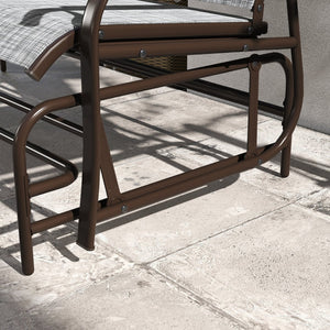 English Elm Outsunny 2 Person Outdoor Glider Bench With Center Table, Breathable Mesh Seats, Steel Frame Gray W2225P174325-GIGA