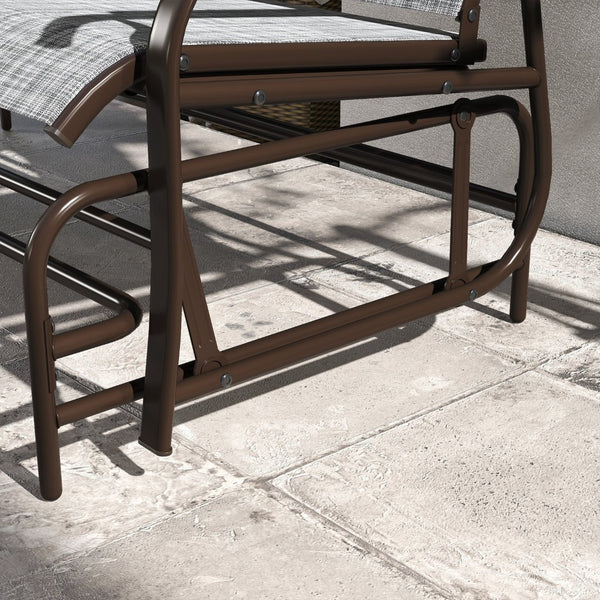 English Elm Outsunny 2 Person Outdoor Glider Bench With Center Table, Breathable Mesh Seats, Steel Frame Gray W2225P174325-GIGA