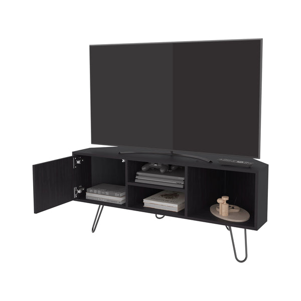 English Elm Wengue Modern 1-Door TV Stand with Waterproof Wenge Finish, 3 Shelves & Metal Legs for Stable Storage B062P355528