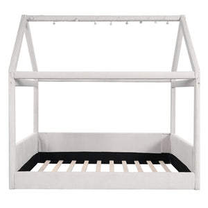 English Elm Full Size Upholstered House Daybed With Led Lighting, Cozy Beige Corduroy For Kids & Guests N7500001335A