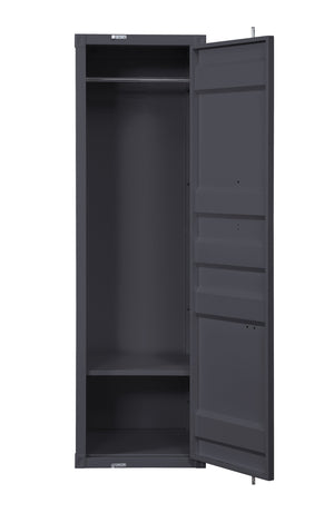 English Elm Gunmetal Single-Door Iron Wardrobe with Interior Shelf & Dual Compartments, Secure Container Lock, Sleek 67" Storage Unit B062P215412