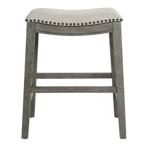 OSP Home Furnishings 24" Saddle Stool - Set of 2 Grey / Antique Grey