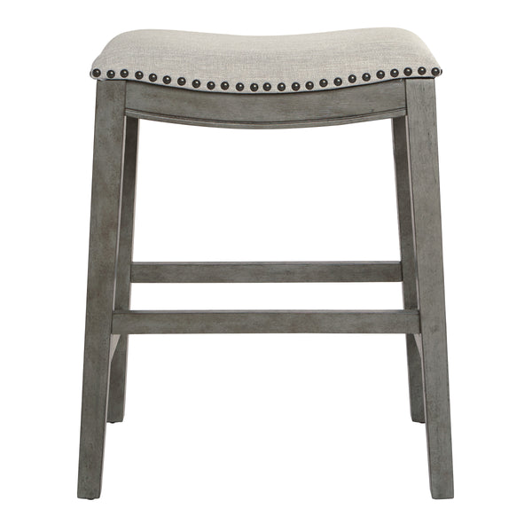 OSP Home Furnishings 24" Saddle Stool - Set of 2 Grey / Antique Grey
