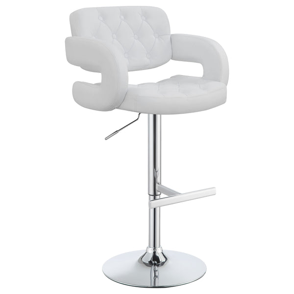 English Elm Brandi Upholstered White Adjustable Bar Stool with Chrome Pedestal, Plush Leatherette Comfort, Height-Adjustable Elegance B062P344930