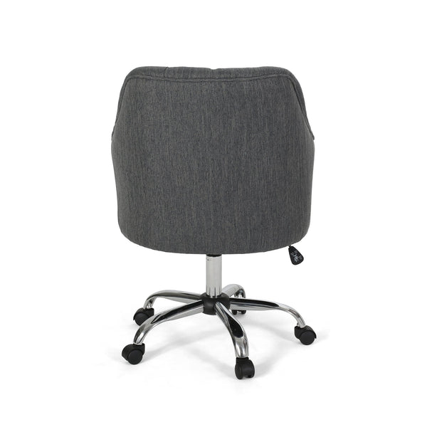 English Elm Christopher Knight Home® - OFFICE Contemporary Swivel Chair with Button-Tufted Diamond Stitching, Chrome Base, Adjustable Height and Casters Charcoal 65313.00FCHAR