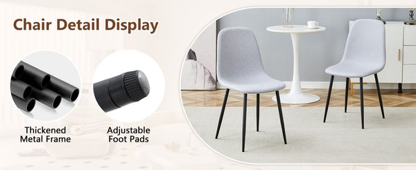 English Elm Table And Chair Set - Stylish Walnut Grain Dining Table With 6 Comfortable Light Gray Chairs W1151S04292-GIGA