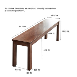 English Elm (1.2m) Solid Oak Dining Bench with Walnut Finish Metal Reinforced Seat Farmhouse Style W1283P434414