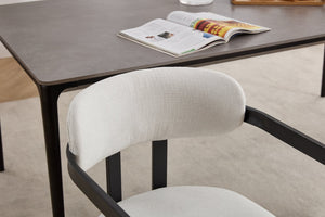 English Elm Modern Tufted Boucle Dining Chairs Set of 2 with Curved Back and Matte Metal Legs W3244P337430