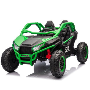 English Elm 24v Two Seater Kids Utv with Parental Remote Dual Motors Four Wheel Suspension Led Green W1578P198435
